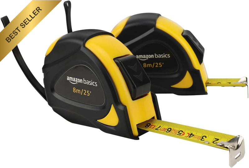 Amazonbasics Self-Locking Tape Measure - 25-Feet (8-Meters), Inch/Metric Scale,