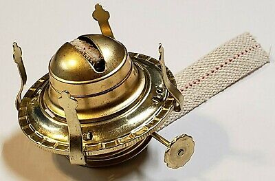#2 BRASS PLATED OIL BURNER WITH WICK & REMOVABLE SCREW ON COLLAR NEW 54350J