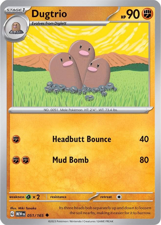Dugtrio Uncommon Regular MEW 051/165 NM