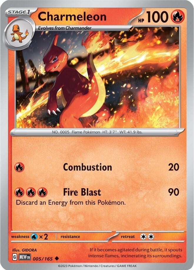 Charmeleon Uncommon Reverse Holo MEW 005/165 NM