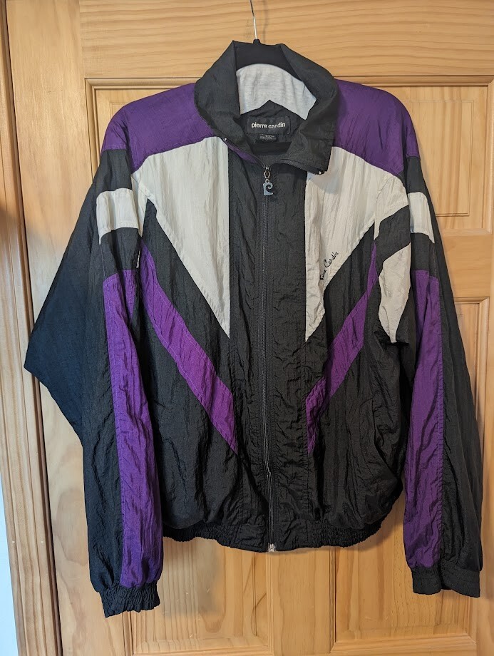 Vtg 80s 90s PIERRE CARDIN UNISEX Nylon PURPLE WINDBREAKER