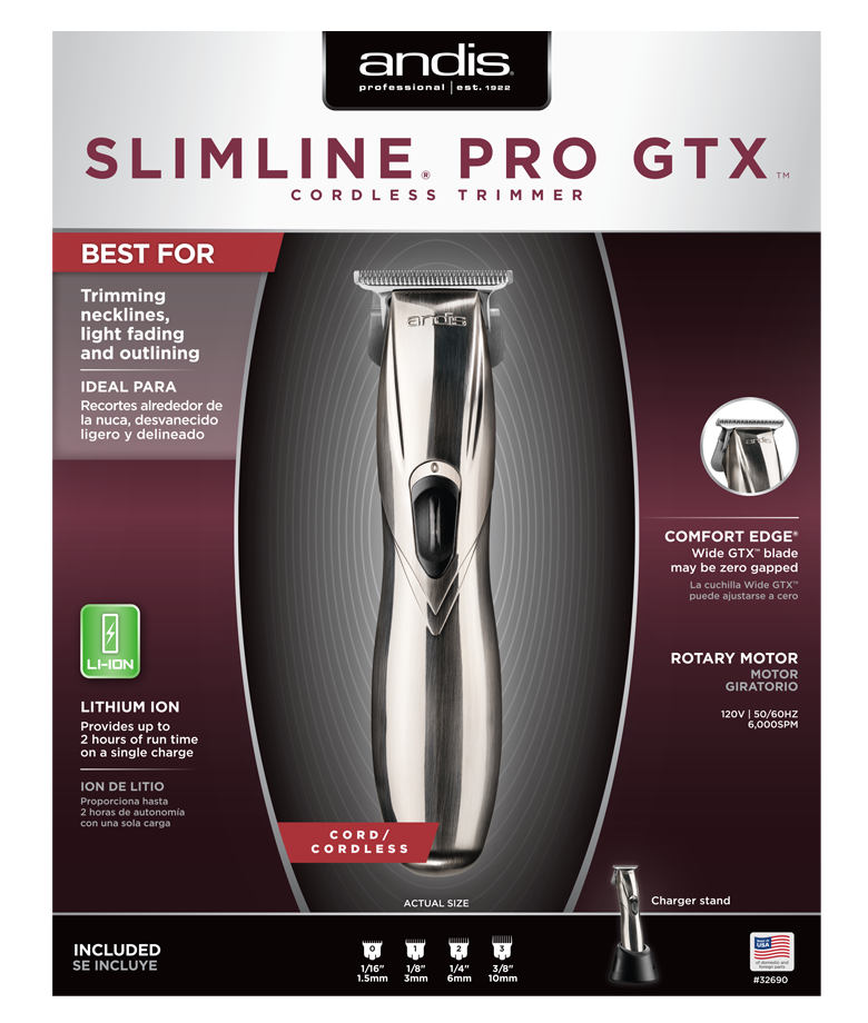 Andis Professional 32690 SlimLine Pro GTX Li-Ion Cordless Wide Blade Trimmer D-8