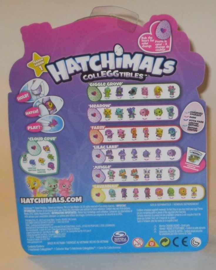 SEASON 1 HATCHIMALS CollEGGtibles 4 PACK + BONUS by SPINMASTER w/Forest ANIMAL