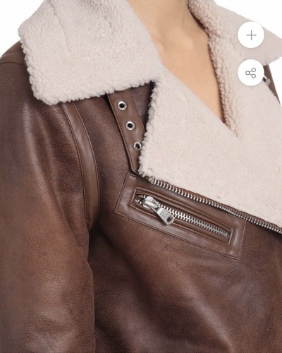 Pre-owned Sherpa Avec Les Filles Oversized  Belted Biker In Vintage Whiskey