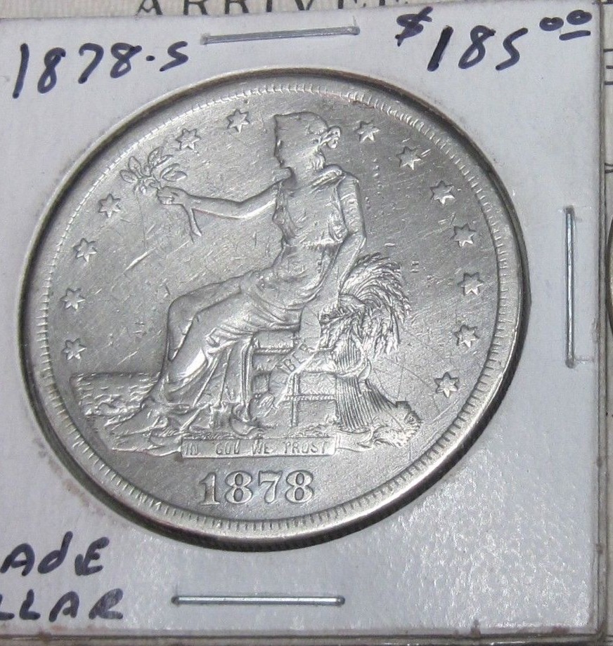 ICG 1878 S FINE F12 SILVER TRADE DOLLAR cleaned GUARANTEED GENUINE