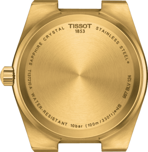Pre-owned Tissot T1372103302100 Prx 35mm Gold Pvd Steel Bracelet T137.210.33.021.00