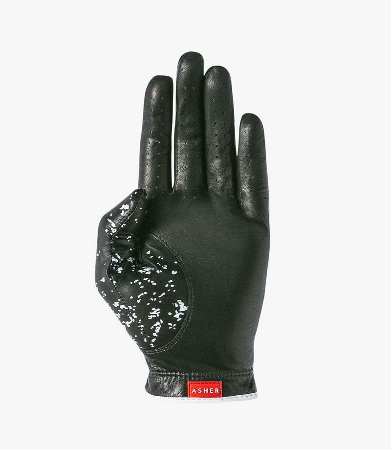 ASHER PREMIUM CABRETTA GOLF GLOVE, JET BLACK, FITS LEFT HAND OF RIGHTY GOLFER