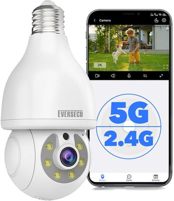 2K HD Light-Bulb Security Camera, Wireless 2.4G&5Ghz Wifi, Work with NVR & 3Rd P