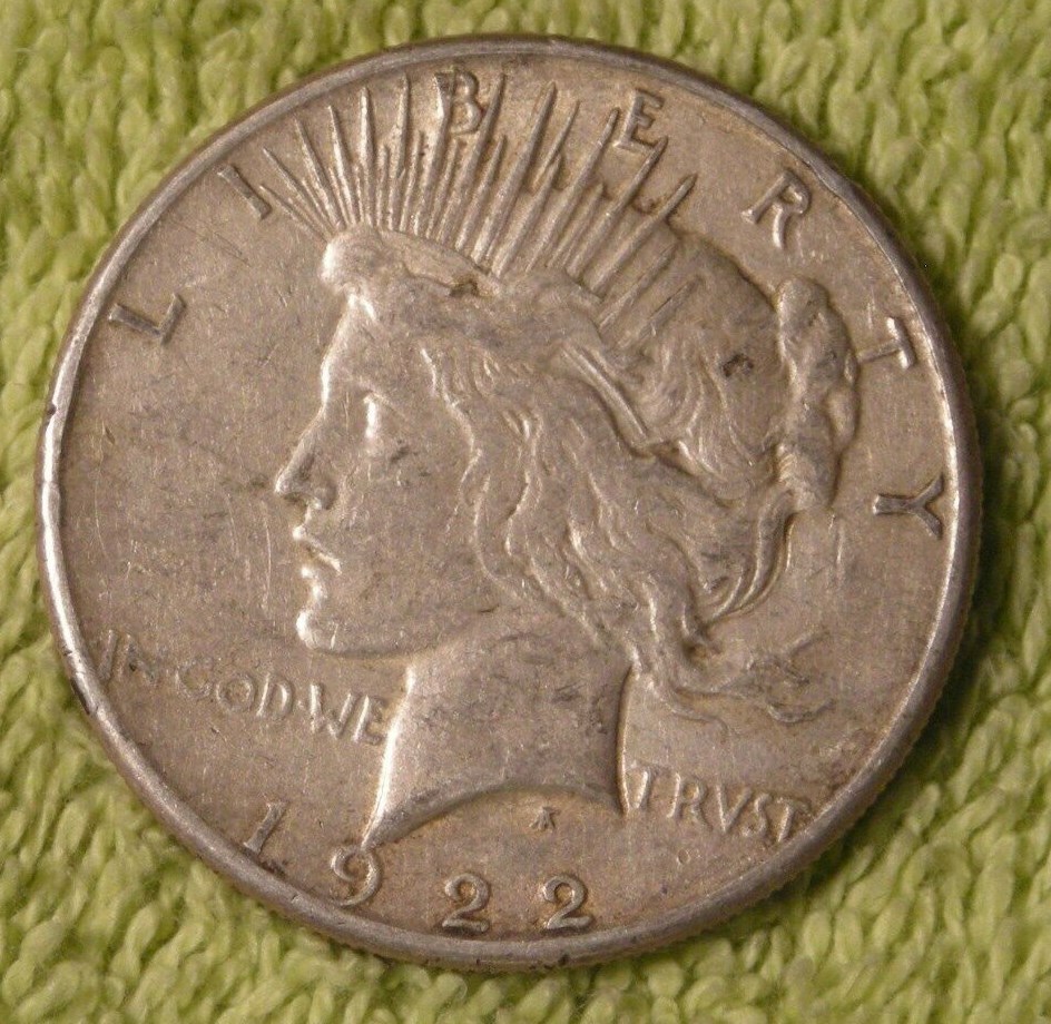 Silver Dollar Bar sticker dollar on 1922 Peace dollar Aberdeen South Dakota