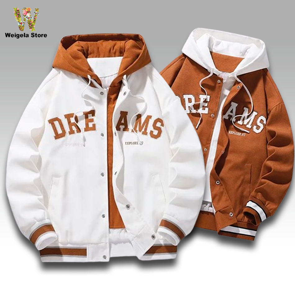 Dreams High Quality Hooded Unisex Baseball Varsity Bomber