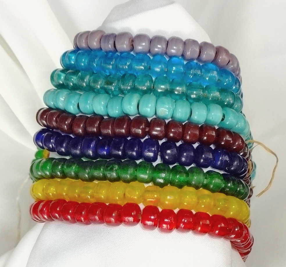 9 Strands of Glass 9 mm Crow Beads, Pony Beads, set of 9, 450 beads