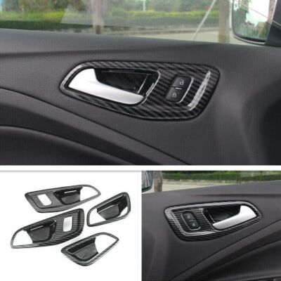 For Ford Escape Kuga 2013-2019 Carbon Fiber Interior Door Handle Bowl Cover Trim