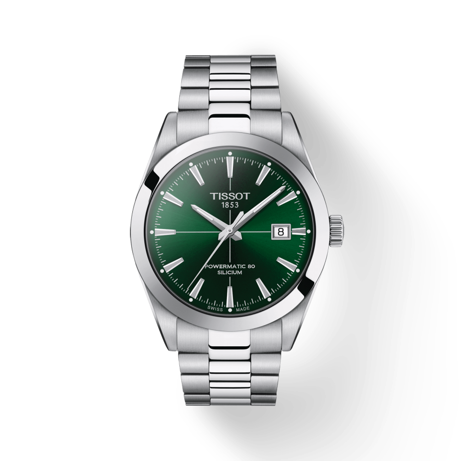 Pre-owned Tissot Gentleman Powermatic 80 Silicium Green Dial Mens Watch T1274071109101