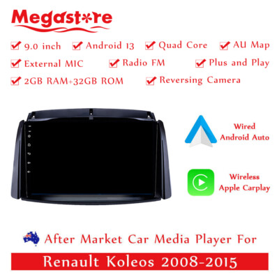 9  Android 13 Car carplay head unit auto stereo GPS  For Renault Koleos 08-15