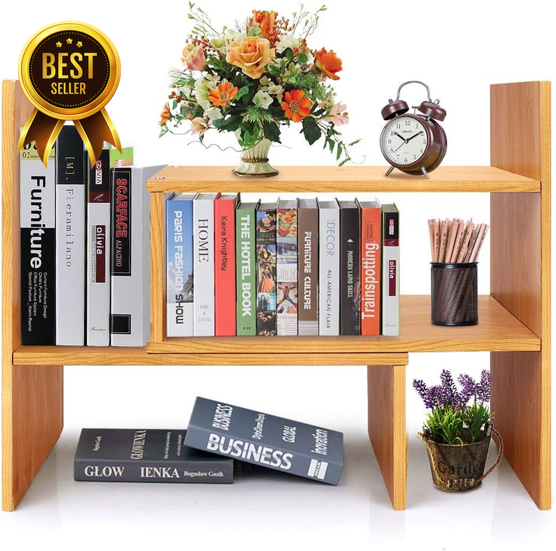 Adjustable Desktop Bookshelf Organizer Office Kitchen Counter Top Bookcase Shelf