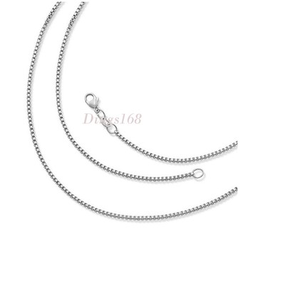 #BUY 1 GET 1 FREE# 925 Sterling Silver Box Chain Necklace 16''-32'' 1.2mm/2mm wide