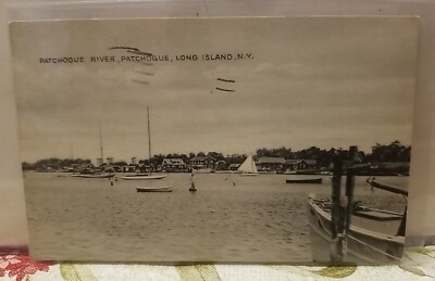 Patchogue River Boat Long Island Patchogue,NY Suffolk County New York Vintage
