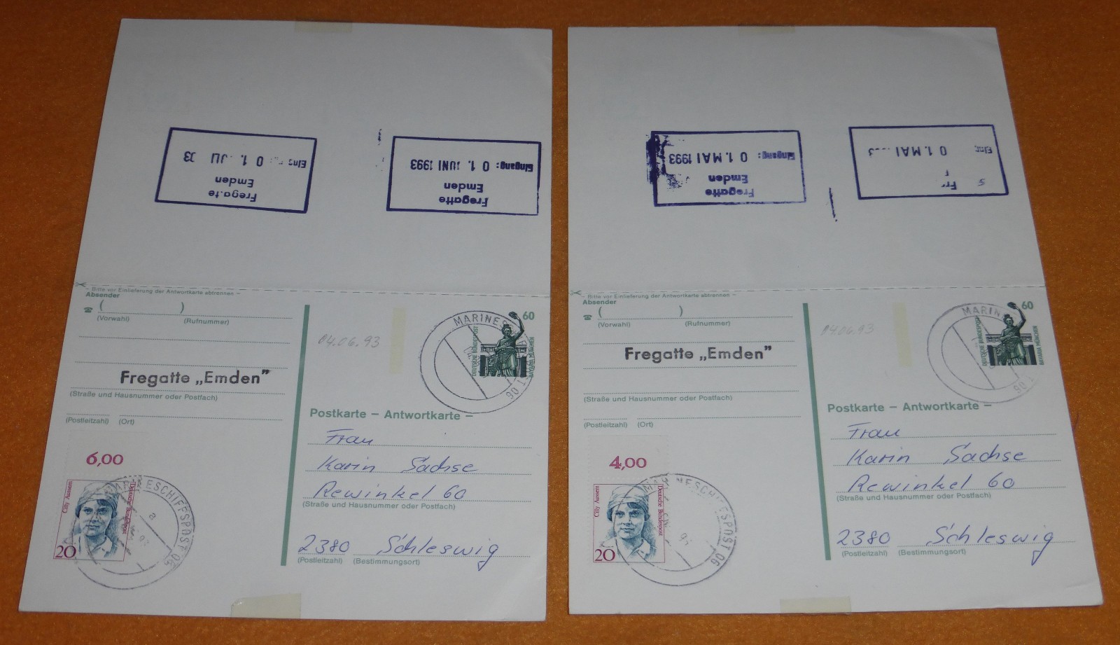 Fregatte Emden Marineschiffspost MSP 06 Bundeswehr Feldpost Lot PK mit Antwort