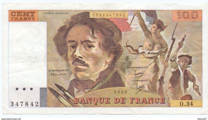 100 Francs Delacroix 1980 Alpha O23 - 481341