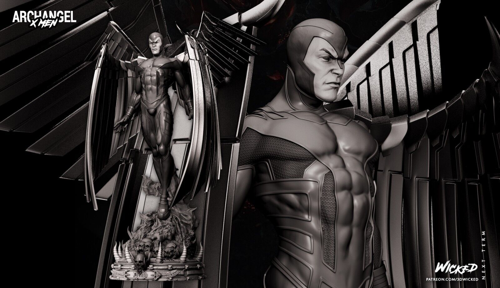 ARCHANGEL Statue Marvel X-Men Apocalypse Avengers Resin ARCHANGEL Statue Marvel X-Men Apocalypse Avengers Resin