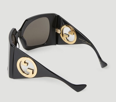 Pre-owned Gucci Gg1255s-001-64 Black Sunglasses In Gray
