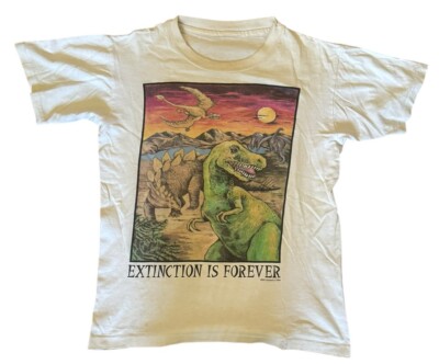 vintage human-i-tees T-Shirt Dinosaurs Extinction Is Forever Extra Small White