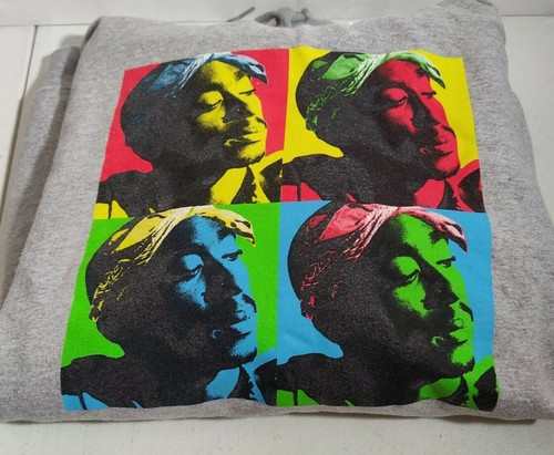 2Pac Tupac Shakur Heather Gray Hoodie Pullover Sweatshirt Adult
