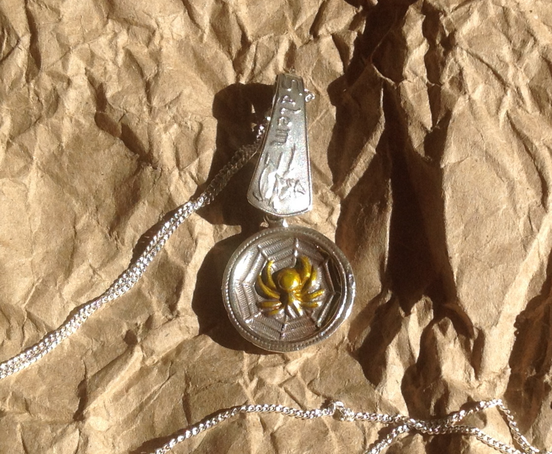 Salem Witch souvenir spider web Sterling Silver Vintage 18