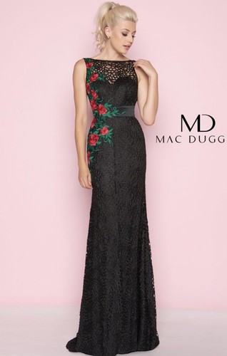 Mac Duggal Rose Flash Floral 40530L Lace Rose Appliqué Gown