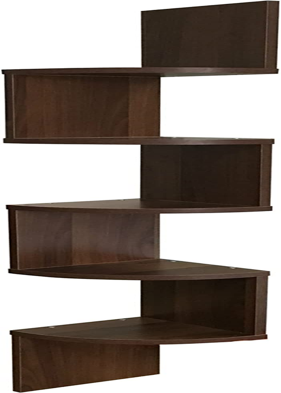 Corner Shelves Wall Mounted 5 Tier Zig Zag Display Large Storage Floating Shelf