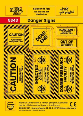 Danger Signs / Gefahrenschilder   STICKER for building blocks/bricks/tiles 5343