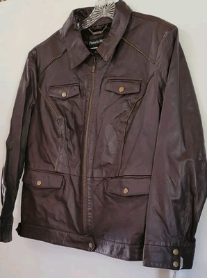 Pamela McCoy Women's Moto Biker Jacket Leather Full Zip Pockets Wine Size 2X NEW