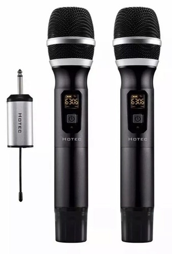 Hotec 25 Channel UHF Wireless Microphone Dual Microphone with Mini Portable 1/4