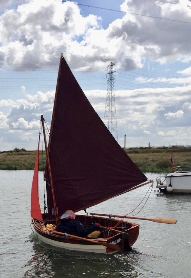 “Swallow“ is a Lug rigged wooden sailing dinghy in Canvey Island