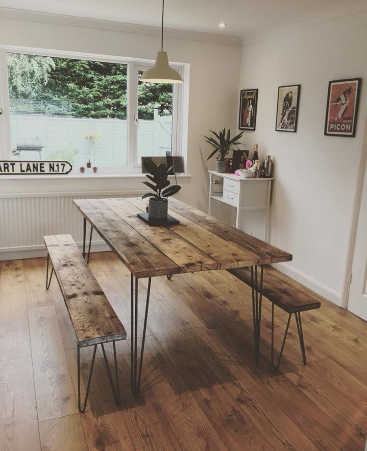 Industrial Reclaimed Timber Scaffold Board Table. On Vintage, Retro