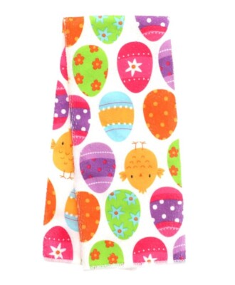 Easter Eggs yellow chick chickadee Hand Dish Kitchen Towel Spring Home Decor
