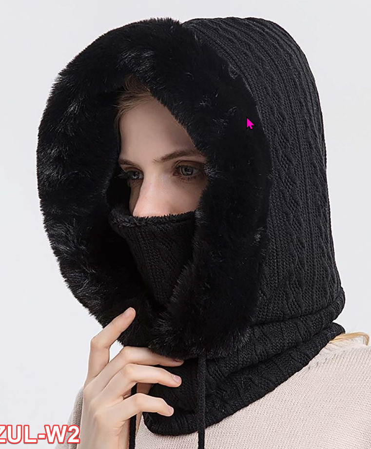 Pasha | Black Faux Fur-Accent Face Cover Gaiter