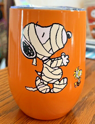 SNOOPY / PEANUTS GANG HALLOWEEN TUMBLER WITH LID - MUMMY - PERFECT FOR WINE