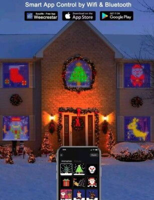 Smart Curtain Lights 6.56 X 6.56Ft American Flag Outdoor App Controlled with LED