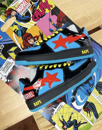 DS 2022 A Bathing Ape x Marvel Black Widow Black Blue Patent