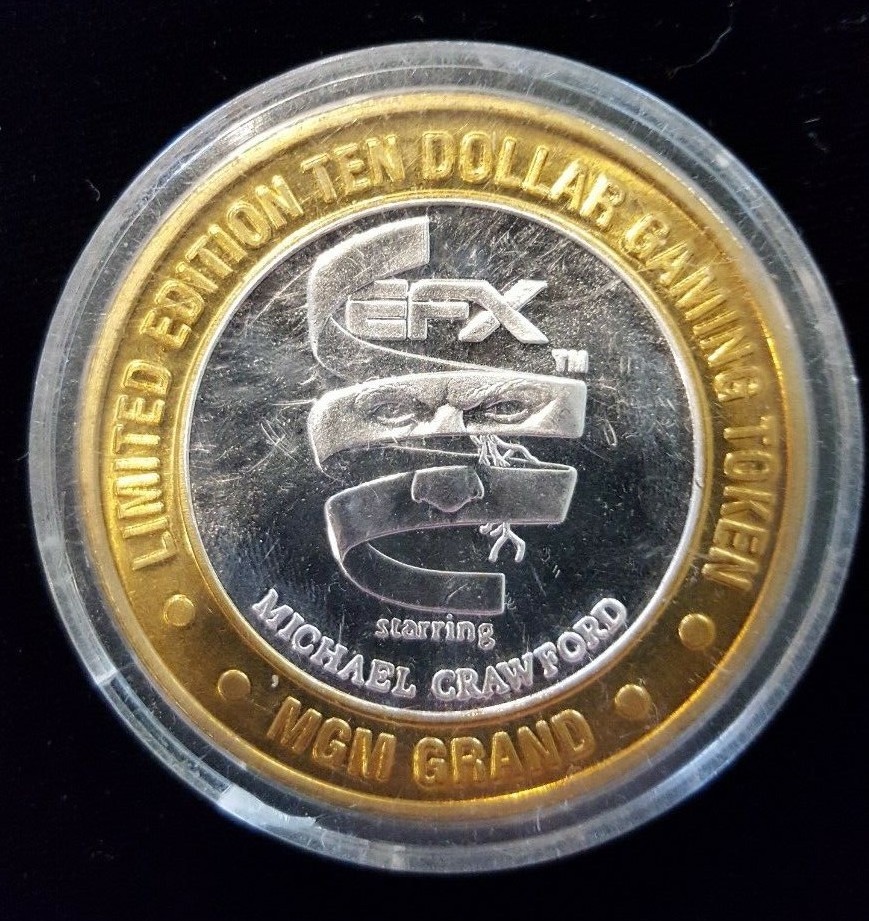 Micheal Crawford, MGM Grand, Hotel Casino, Ten Dollar Gaming Token, .999 Silver