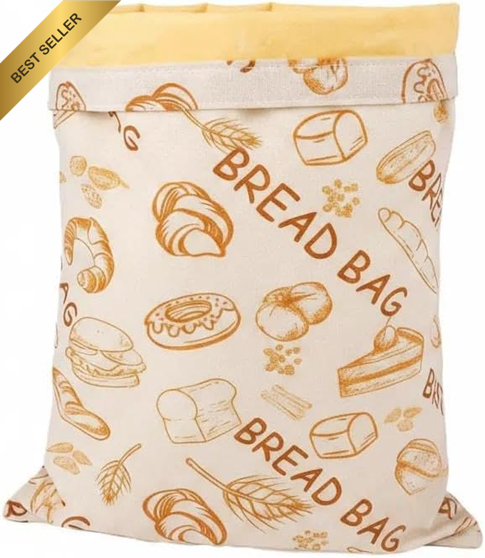 Extra Large Bees Wax Lined Cotton Linen Bread Bag 43X33Cm Reusable Breathable Be