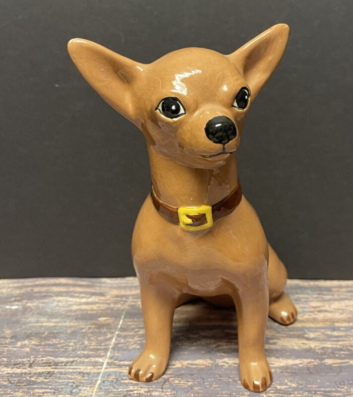 Vintage Chihuahua Ceramic Dog Figurine Cute Circa 1970