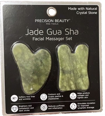Precision Beauty Jade Gua Sha Facial Massage Set Natural Crystal Stone Pro Tools