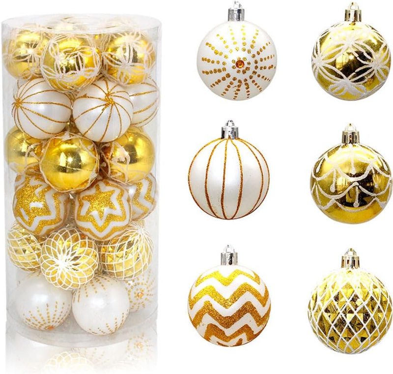 30PCS Christmas Ball Ornaments Set,2.4" Christmas Xmas Tree Ornaments, Home Deco