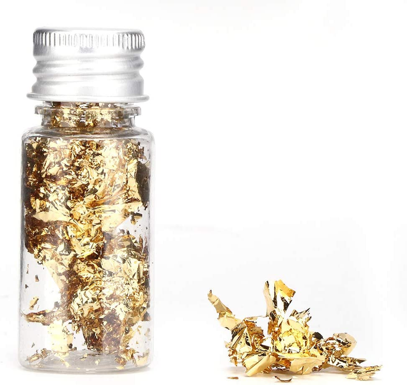 2 Bottles Edible Gold Leaf, Edible Gold Flakes for Cake Decorating Gold Leaf Fla