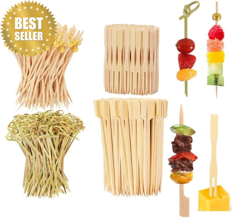 500PCS Cocktail Picks Kit, 4 Styles Fancy Toothpicks for Appetizers, 3 Sizes Lon