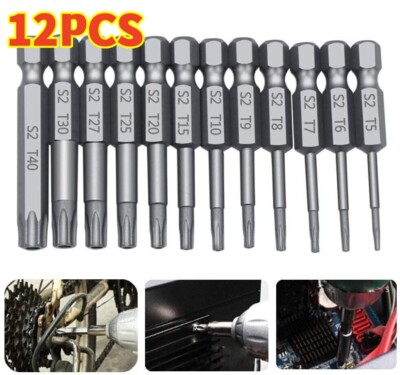 12x Torx Bit Set Quick Change connect impact driver drill Security Tamper Proof