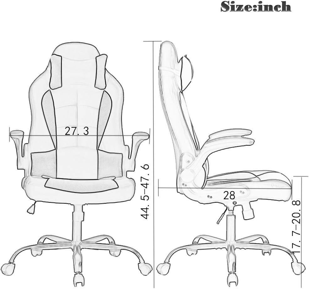 PC Gaming Chair Ergonomic Office Chair Computer Desk Chair w/ Armrests Headrest