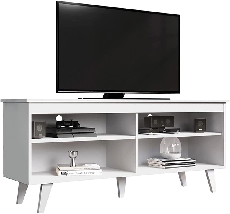 Cabinet With 4 Shelves And Cable Management, Tv Table Unit F